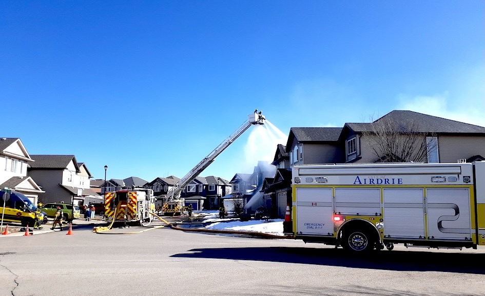Airdrie fire crews respond to a blaze at Bayside Blvd and Baywater Way.