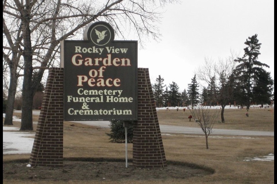 RVC's Garden of Peace Cemetery entry sign.