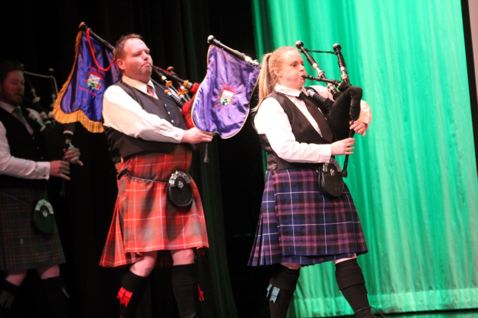 Airdrie Scots and Pipes perform at the Mayor's Night of the Arts on April 14.