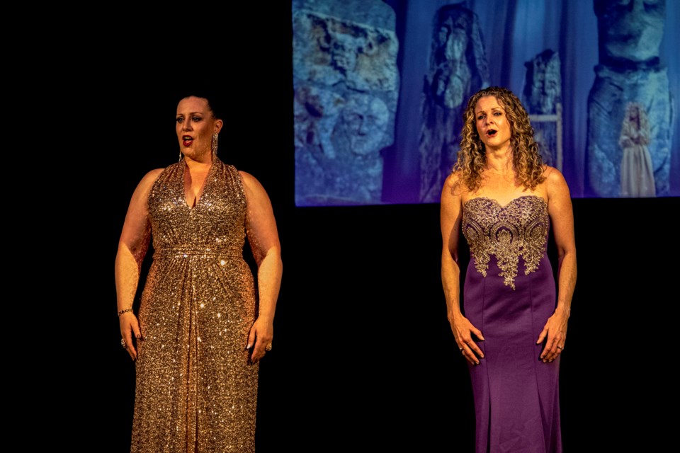 The Divas Opera duo, Kathleen Morrison (left) and Barbara King (right), perform an all-Italian opera at the Polaris Centre on Aug. 23. 