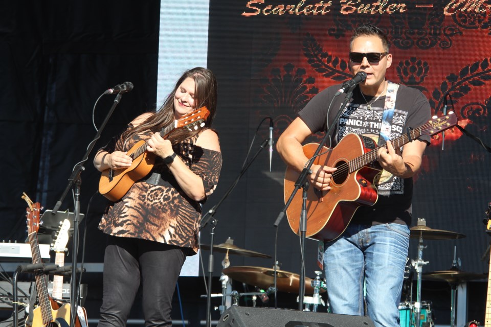Scarlett Butler (songwriting duo Troy Kokol and Joni Delaurier) played a heartfelt set of original songs at Airdrie's Homecoming Festival on Saturday, as part of a packed line-up that included Brandon Lorenzo, Blake Reid Band, Lisa Brokop, Julian Austin and Kyle McKearney.