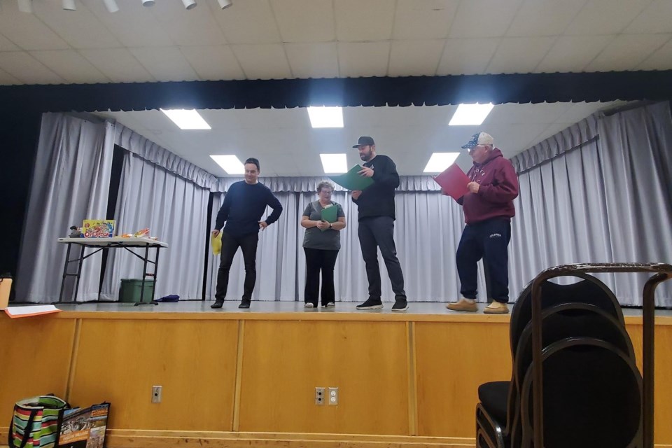 Artists of Crossfield Theatre Society  rehearsing for their upcoming 2024 dinner theatre in April.