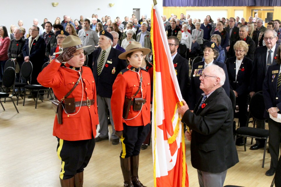 Crossfield marked Remembrance Day at the Crossfield Community Hall with local officials and organizational representatives coming out to lay wreaths in honour of veterans. This year's focus of the Crossfield ceremony was marking 70 years since the armistice which ended open fighting between the two Koreas. 