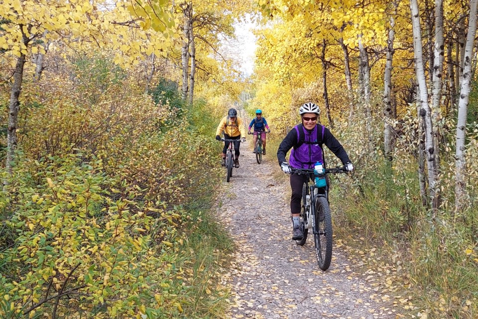 The Elbow Valley Cycle Club riding in Nosehill Park in September 2023.