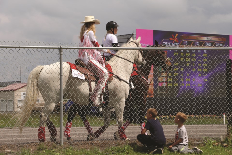 Century Downs Racetrack and Casino hosted a Canada Day weekend extravagazna, including Chelsea Drake, touchdown horse rider for the Calgary Stampeders on July 2.