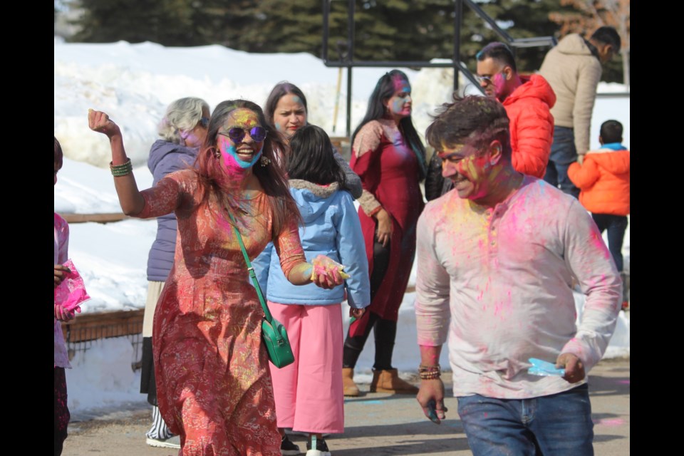 Colourful Display. Members of Airdrie's South Asian community celebrated the Hindu Festival of Colours, also known as Holi, at Nose Creek Regional Park on March 18. The festival celebrates love and the return of spring. 