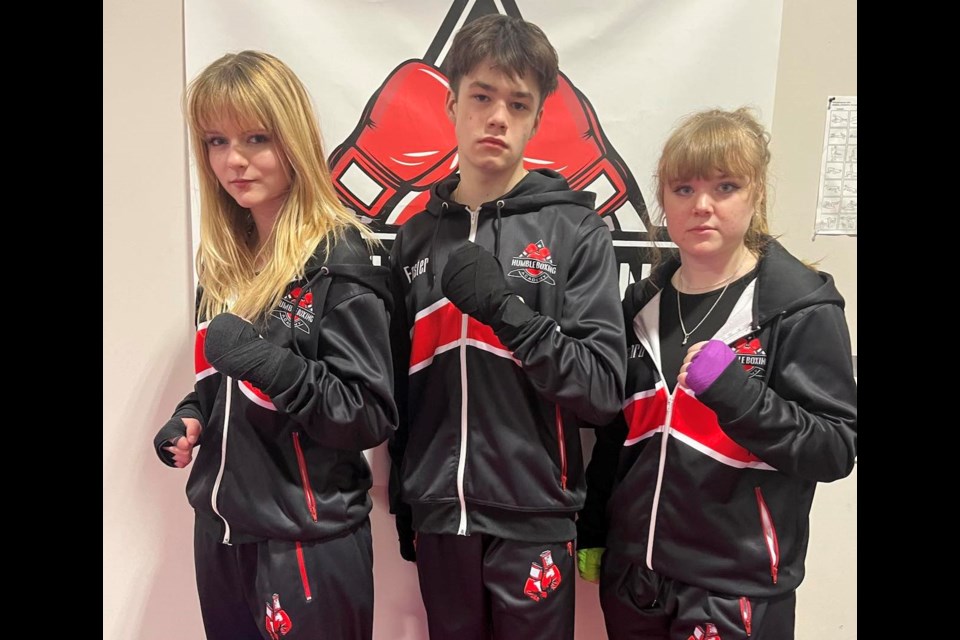 From Left: Emily Vigneault, Ayden Foster and Addison Lescard all won medals at the recent Canada Cup & Junior Youth Canadian Championships in Calgary.
