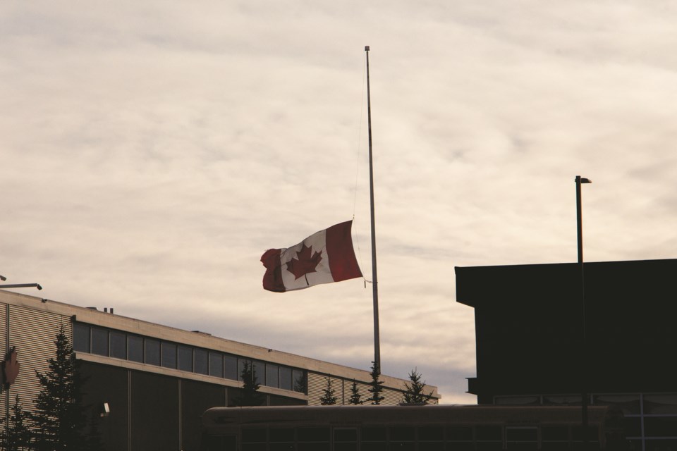 The Canadian Flag that sits in front of Superstore off of Veterans Boulevard stood at half-mast on Jan. 10, possibly in remembrance of Calgary Police Services Sgt. Andrew Harnett, who was killed in the line of duty on New Year's Eve. 