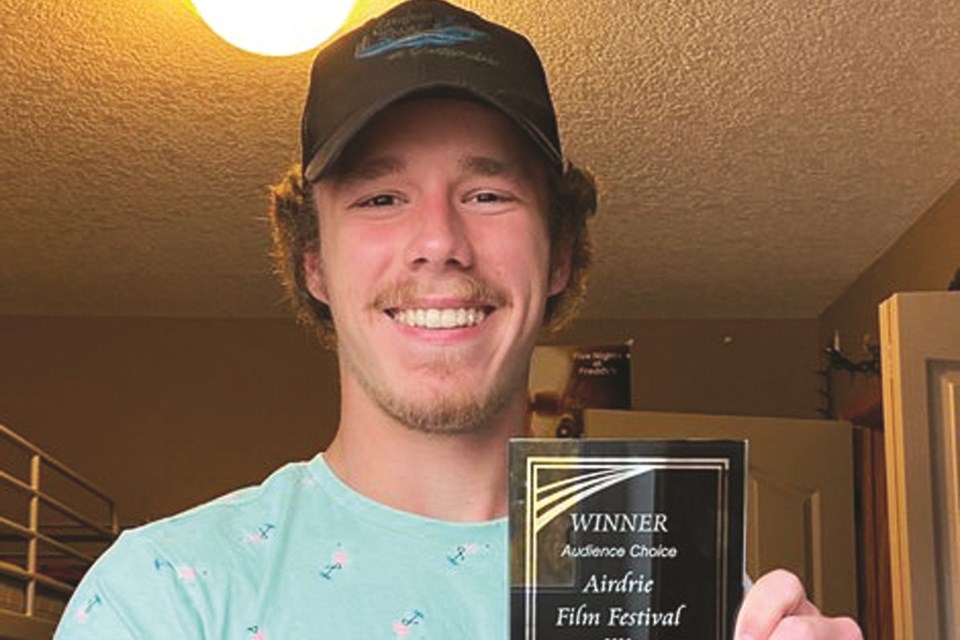 Seventeen-year-old filmmaker Bryan Flannigan won the Audience Choice at this year's Airdrie Film Festival for his short film, Homework Escape. Photo submitted/For Airdrie City View.