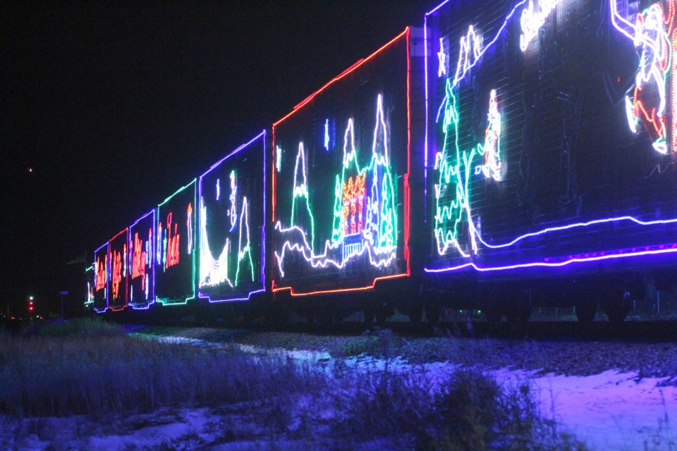The CP Holiday Train will arrive in Airdrie Dec. 7, with a dozen of its train cars decked out in hundreds of thousands of Christmas-themed LED lights. File Photo/Rocky View Publishing