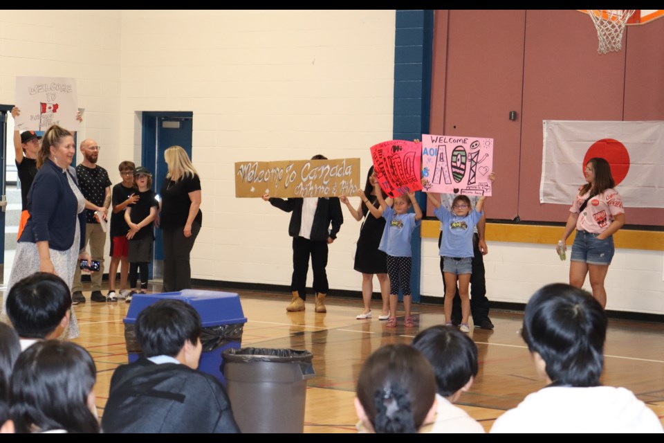 Sixteen visiting students from Japan were welcomed to Airdrie at a ceremony at Muriel Clayton Middle School on July 21.