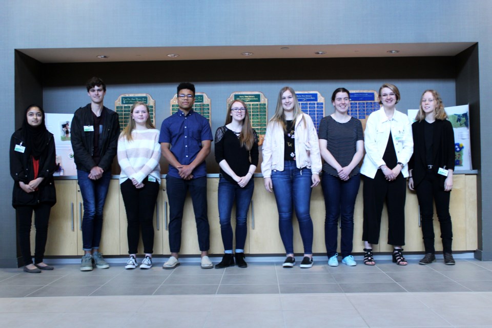 Three students from high schools in Airdrie were recognized May 16 by the Rocky View Schools Board of Trustees for earning perfect scores on their diploma exams in January. 
Photo by Scott Strasser/Rocky View Publishing