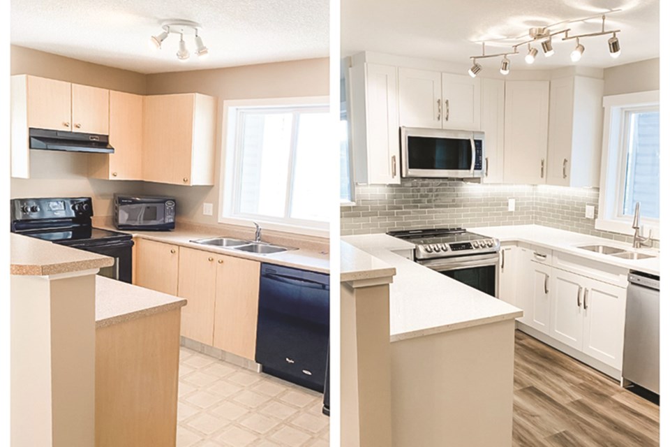 A before [left] and after [right] photo of Tandy and Brian Balson's kitchen. Photo Submitted/For Airdrie City View