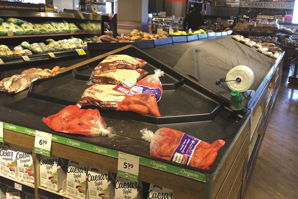 As Airdrie reacted to the developing COVID-19 situation, food items like potatoes, meat, dairy and toilet paper flew off shelves at local grocery stores.
Photo: Ben Sherick/Airdrie City View