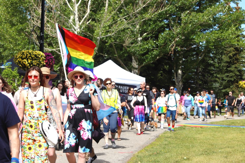 Airdrie's annual Pride Festival returned to Nose Creek Park on June 17. The day featured a solidarity walk, pride-flag raising, drag and music performances, a pride dog fashion show, and more.