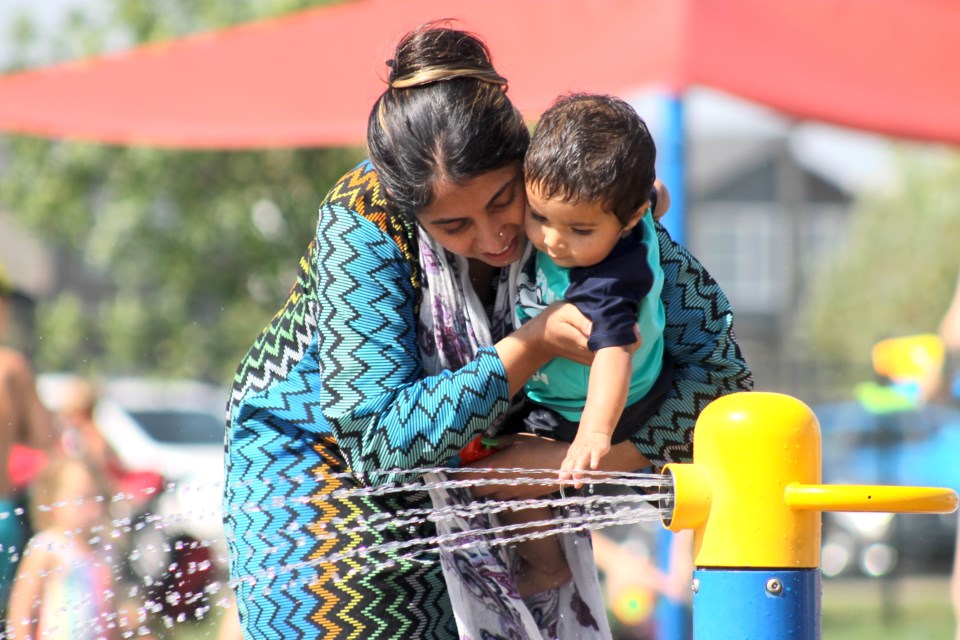 Airdrie's local splash park was packed with people amid temperatures above 30 C on Tuesday afternoon. 