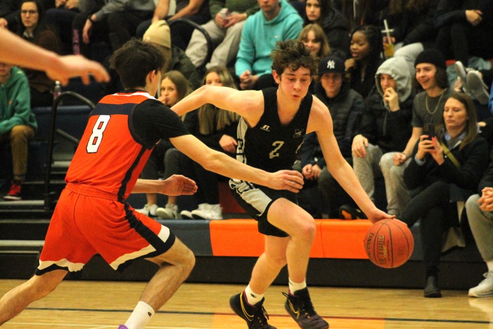The George McDougall Mustangs and W.H. Croxford Cavaliers faced off in the RVSA quarterfinals for the senior boys' division on Tuesday night. The Cavaliers triumphed, to advance to the semis this Thursday.