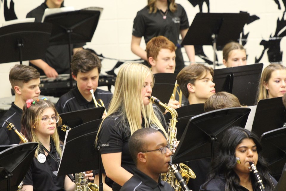 George McDougall High School’s band students performed their final concert of the 2021-22 school year on June 9. The concert’s proceeds raised $400 and 200 lbs of food for the Airdrie Food Bank and the program included everything from Aretha Franklin to Nicki Minaj