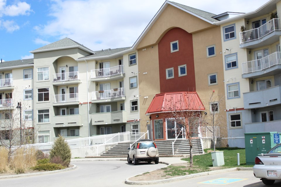 The Crown Shores condo complex in Airdrie was the site of a fatal ammonia leak in February 2018. Now, a class action lawsuit seeking $16 million in damages has been filed on behalf of the building's tenants.
Photo by Scott Strasser/Rocky View Publishing 