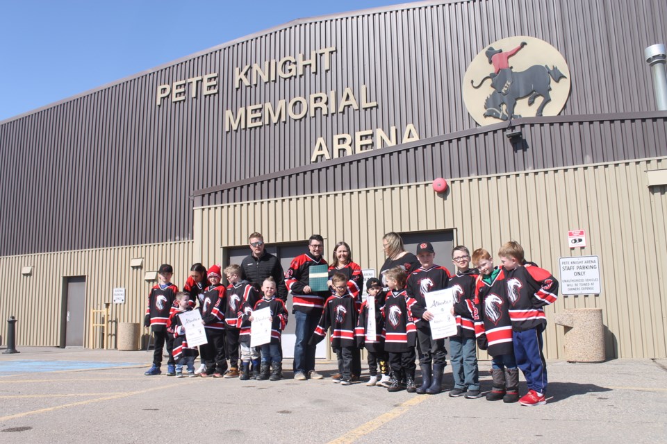 Crossfield Minor Hockey received $353,805 to pay for a new ice plant to be installed at the Pete Knight Memorial Arena this summer.