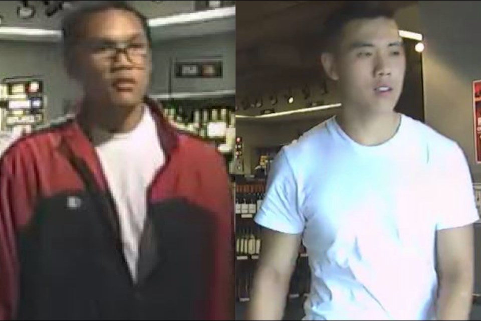 Cochrane RCMP are hoping the public can help them identify these two males, suspected of stealing two bottles of vodka from a liquor store in Sunset.