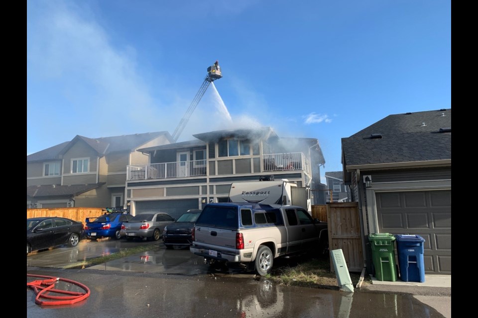 Fire crews from Airdrie battled a blaze at a Midtown duplex on Saturday evening.