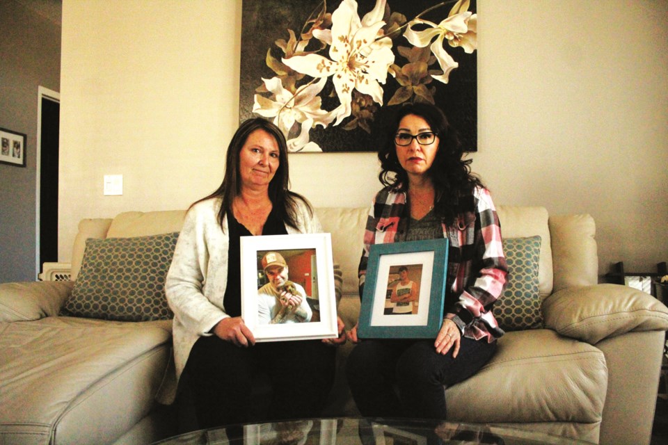 Airdrie residents Julie Hazelwanter (left) and Cheryl Bulloch each lost a child to fentanyl overdoses.