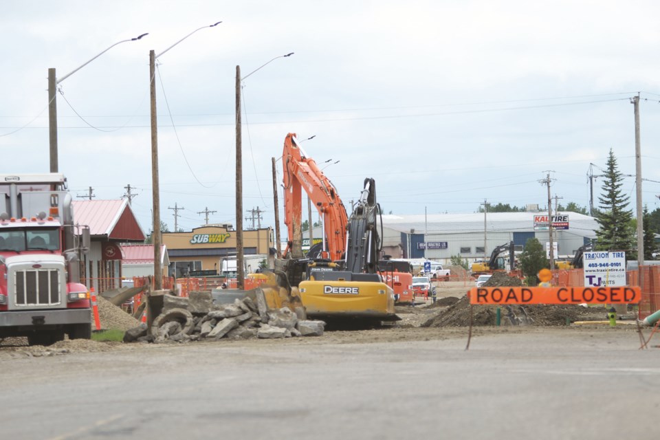 Construction along Railway Street in downtown Crossfield is expected to wrap up before November. File photo/Rocky View Weekly.