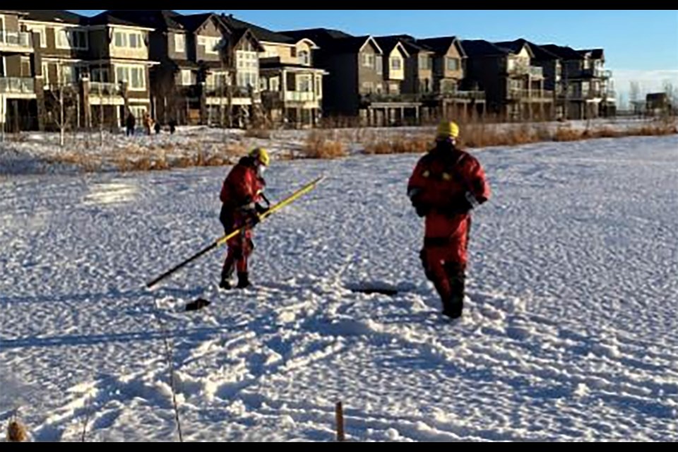 City of Chestermere peace officers responded to a report of a child falling through the ice of a storm pond on Jan. 15.
