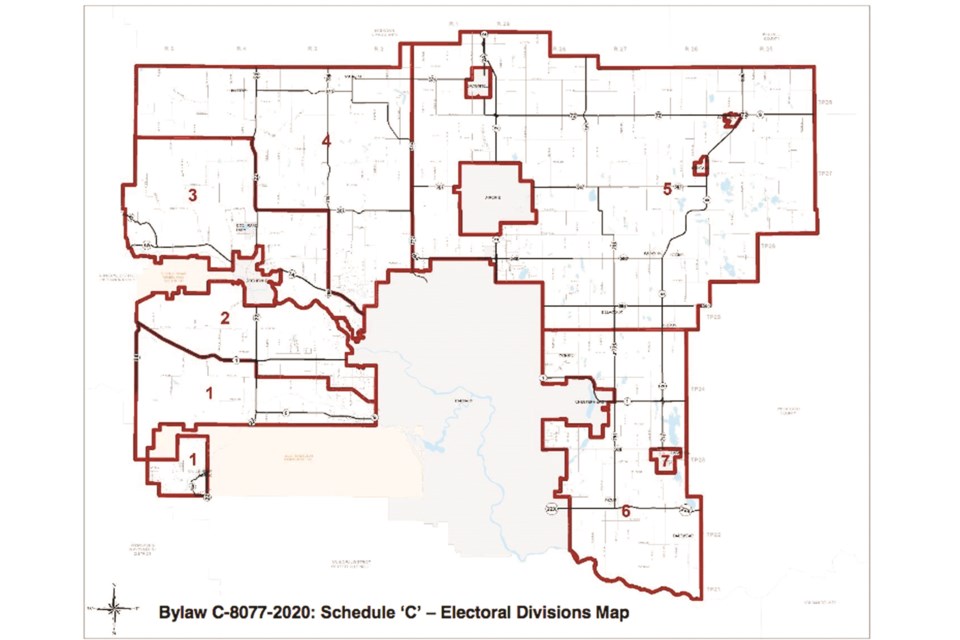 Rocky View County council will consider a bylaw Oct. 27 that would reduce the County's number of electoral boundaries from nine to seven. Photo: Rocky View County.