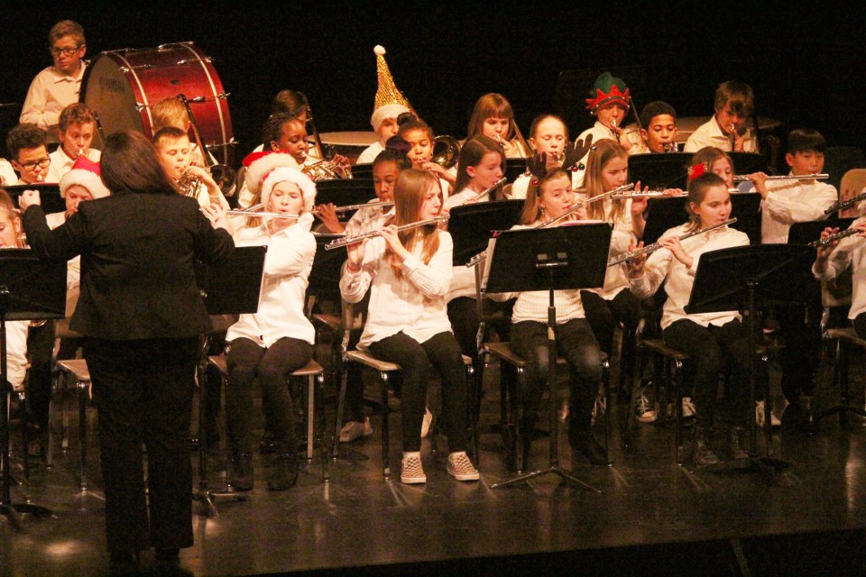Meadowbrook School held its Sounds of the Season Holiday Concert Dec. 12 at the Bert Church LIVE Theatre. The evening featured the school's band and choir members in grades 6 to 8, who showed off their musical abilities to the hundreds of family members in attendance. Photo by Scott Strasser/Rocky View Publishing