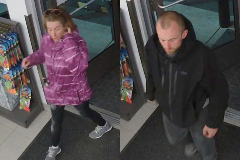 Airdrie RCMP are asking for assistance identifying this woman and man in connection with the use of stolen credit and debit cards at local businesses.
Photo Submitted/For Rocky View Publishing