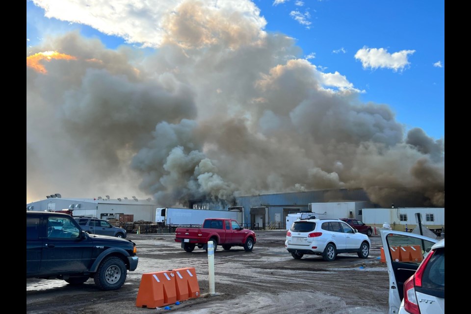 A fire broke out on Jan. 23 at Highline Mushroom, north of Airdrie.