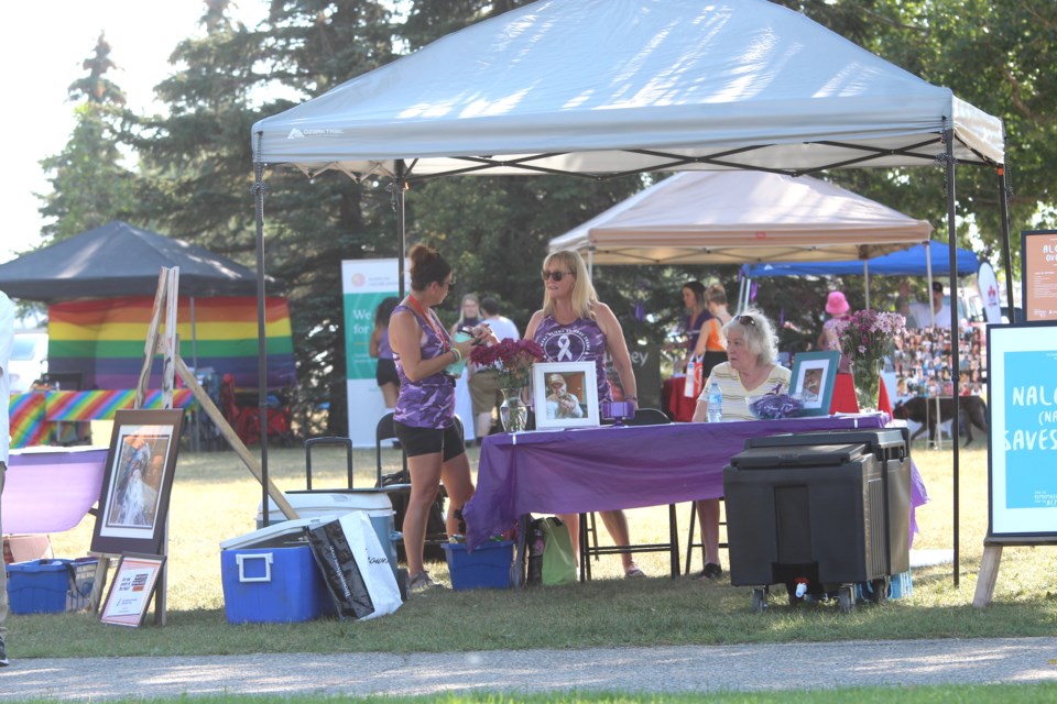 Organizers of the annual Overdose Awareness Day in Nose Creek Regional Park were pleased several local organizations came out to set up information booths at the event on Wednesday.