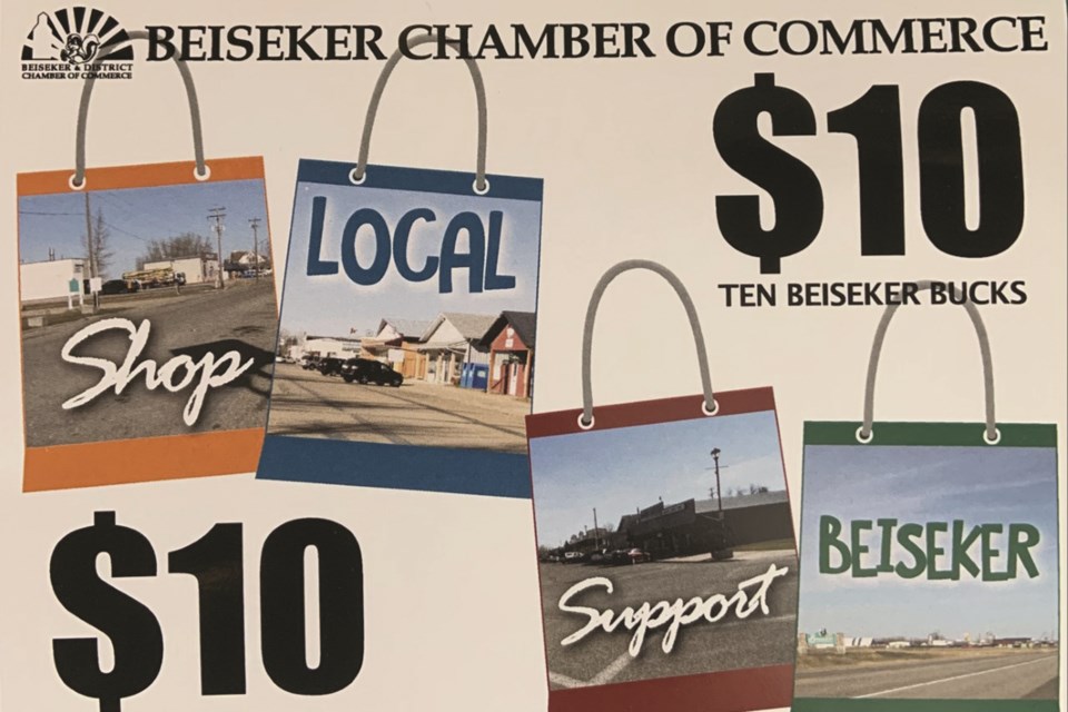 Beiseker Bucks are $10 coupons that are mailed to village residents every November. The coupons are only redeemable at local businesses. Photo Submitted/For Rocky View Weekly.