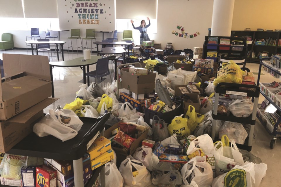 A competition between East Lake School and Rainbow Creek Elementary School in Chestermere resulted in more than 12,000 donated food items to the local food bank.