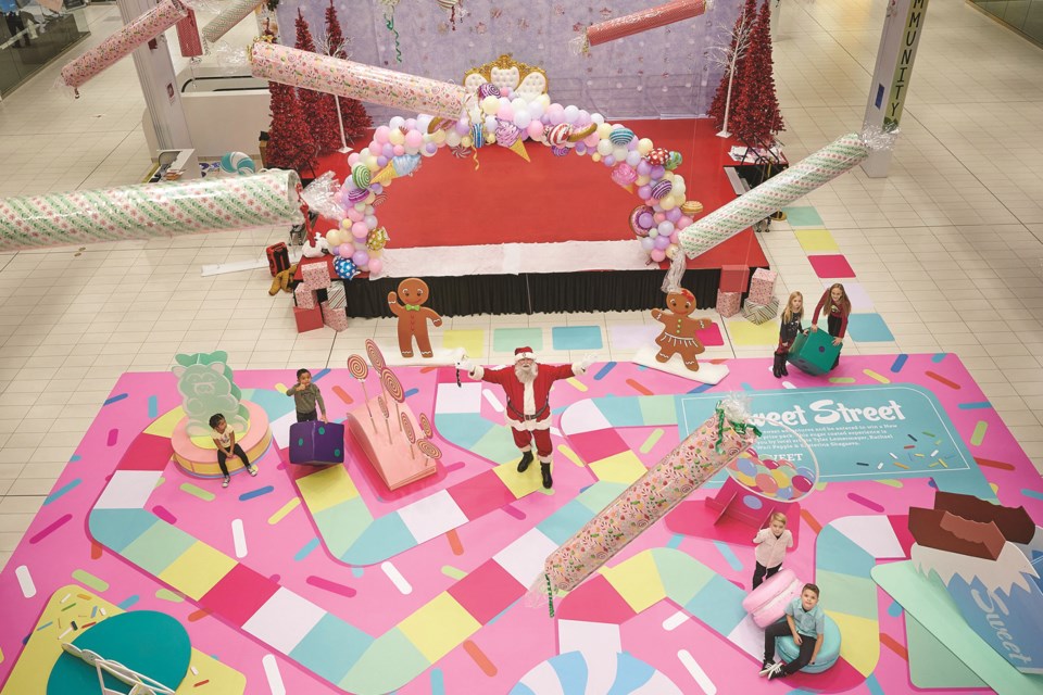 Sweet Street is a new immersive art installation at New Horizon Mall. The installation takes the shape of a life-sized board game and includes 3D sculptures created by local artists. Photo submitted/For Rocky View Weekly.