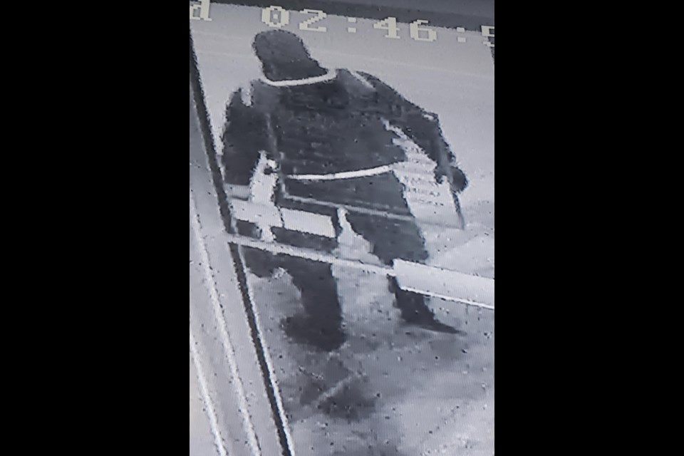 Surveillance footage of the suspect involved in a March 25 theft from a Balzac business. Photo: Submitted