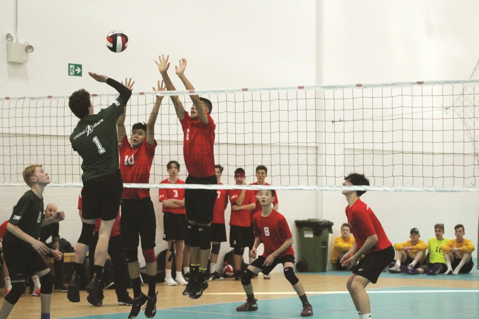 While Airdrie was the main host community for the 2020 Alberta Winter Games Feb. 14 to 17, the Volleydome Gym in East Balzac saw plenty of action throughout the weekend as the venue for the  volleyball tournaments. Photo by Scott Strasser/Rocky View Weekly