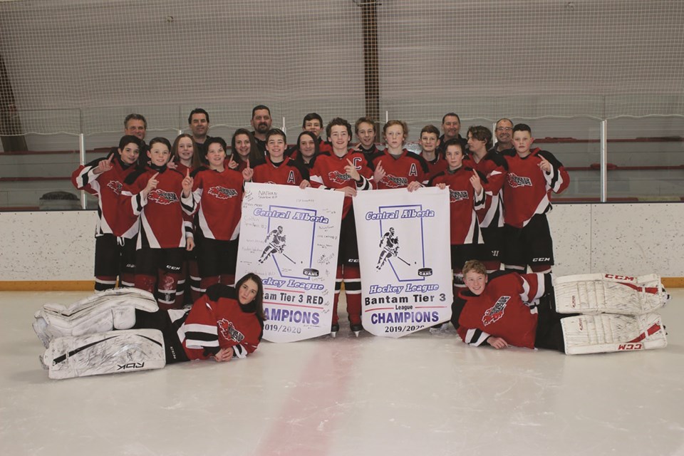 The Beiseker Blazers bantam hockey team did the small town proud, winning the CAHL Tier 3 championship in 2020. Unfortunately, the team did not get to compete at provincials due to the COVID-19 pandemic. Photo Submitted/For Rocky View Weekly