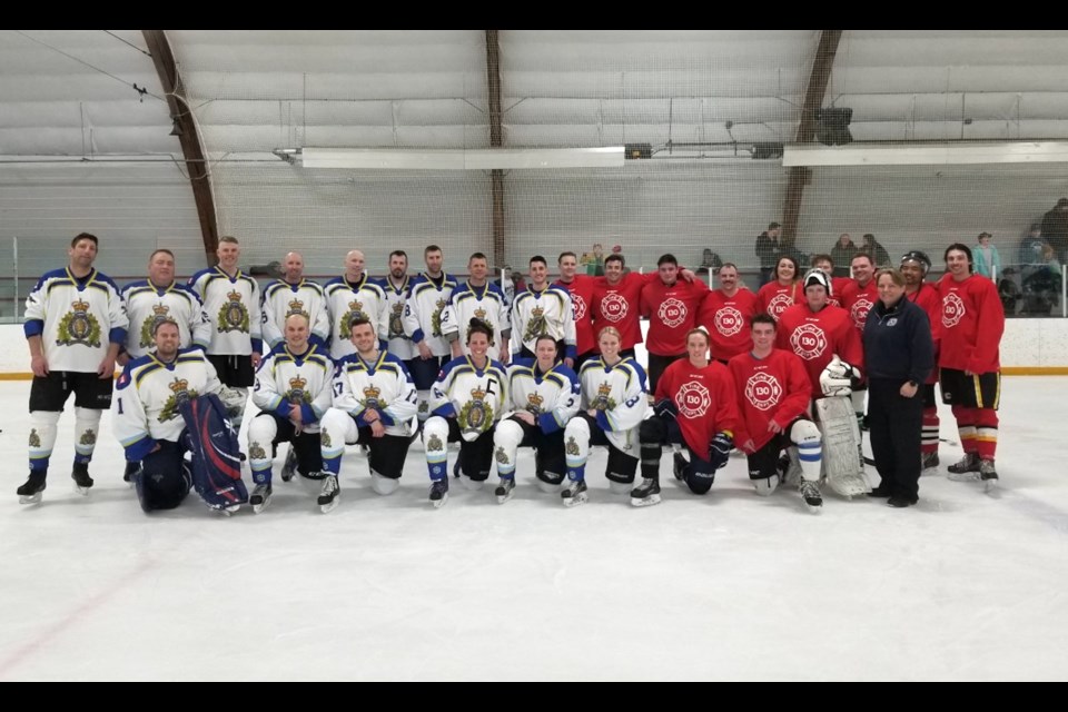 A friendly hockey game between Beiseker firefighters and local RCMP officers took place in the village on March 13. The Mounties won the game, which also raised $500 for Legacy Place Society, a charity that provides transitional housing to firefighters, soldiers, veterans, and emergency medical services personnel.