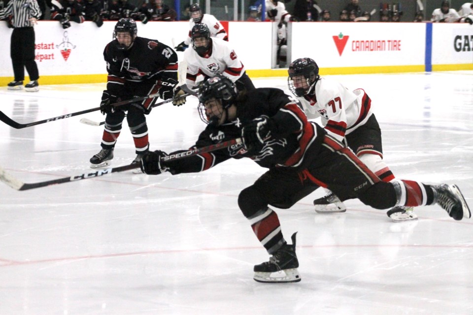 The Airdrie Bisons U18 AAA boys' hockey team didn't win at the 2023 Circle K Classic but still consider the post-Christmas tournament a positive experience. Photo by Scott Strasser/Airdrie City View