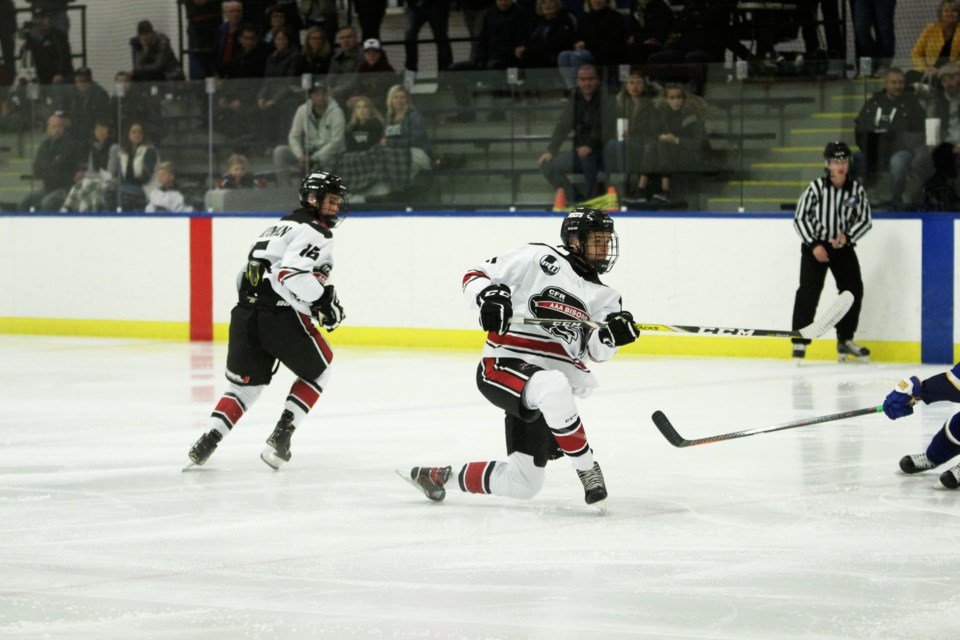 The Airdrie CFR Chemicals Bisons opened its season with a 6-1 loss to the Calgary Royals, Oct. 5. Photo by Scott Strasser/Rocky View Publishing