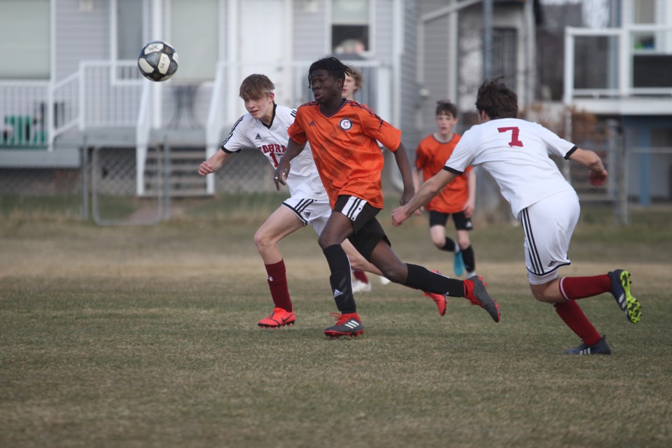 The Cochrane Cobras and the Croxford Cavaliers went toe-to-toe at Monklands Fields soccer park in Airdrie on April 28.