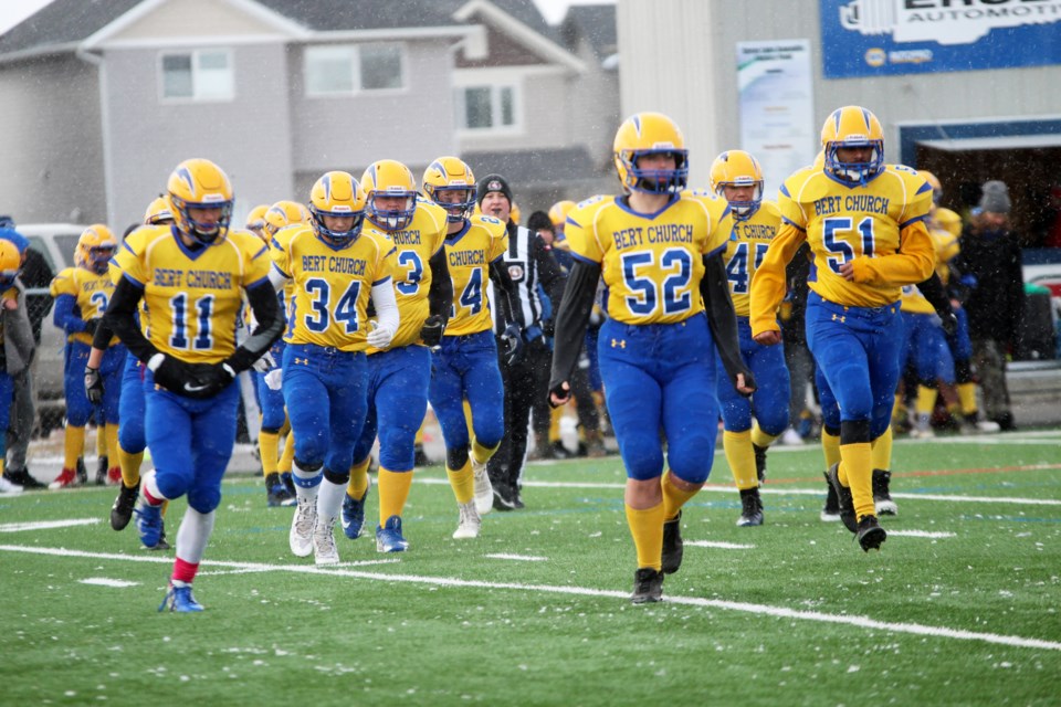 The Bert Church Chargers football team will contest the HTA Knights Nov. 16 for a spot in the 2020 Alberta Bowl. Photo by Scott Strasser/Rocky View Publishing