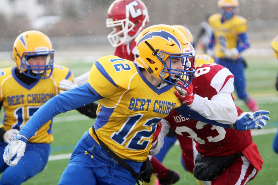 The Bert Church Chargers lost 31-7 to the Cochrane Cobras Oct. 26 in the RVSA championship game. Photo by Scott Strasser/Rocky View Publishing