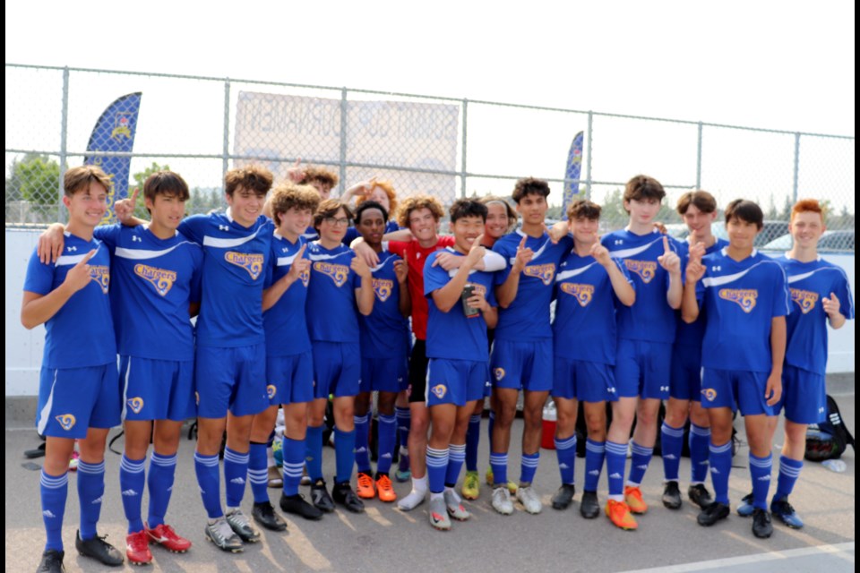 The Chargers' boys' soccer team ousted the Springbank Phoenix 4-3 on June 9 to win their first RVSA boys' soccer title since 2018.