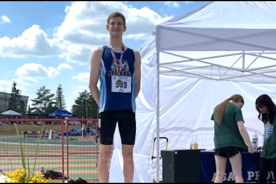 Beiseker Community School student-athlete Ethan Meyer collected two medals at the recent ASAA track-and-field championships in Edmonton.