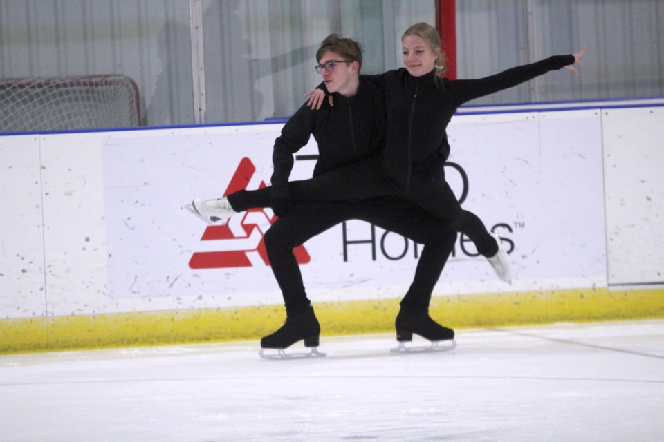 Nunn and Vatcher practise their routines together at the Plainsman Arena on Dec. 13.