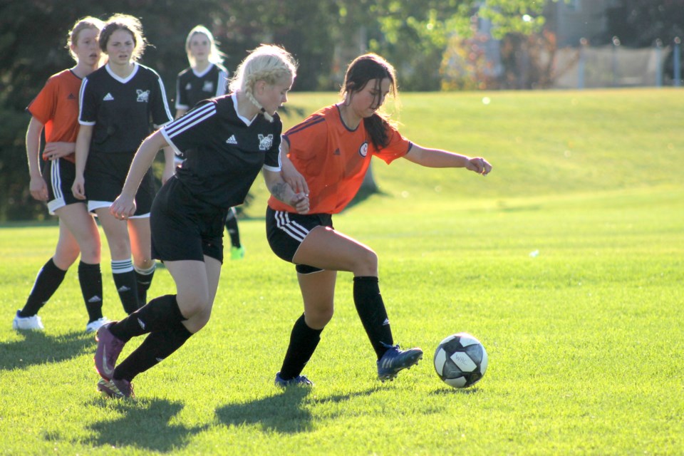 The W.H. Croxford Cavaliers defeated the George McDougall Mustangs 3-0 on Sept. 20, in the two Airdrie teams' first matches of the 2022 high-school girls' soccer season.